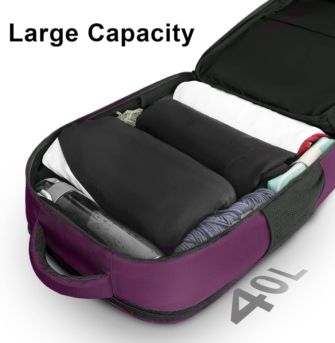 MATEIN Travel Backpack for Women, Extra Large 40L Carry on Backpack with USB Charge Port, Water Resistant College Bag Computer Bag Gifts for Women & Men Fits 17.3 Inch Laptop, Purple