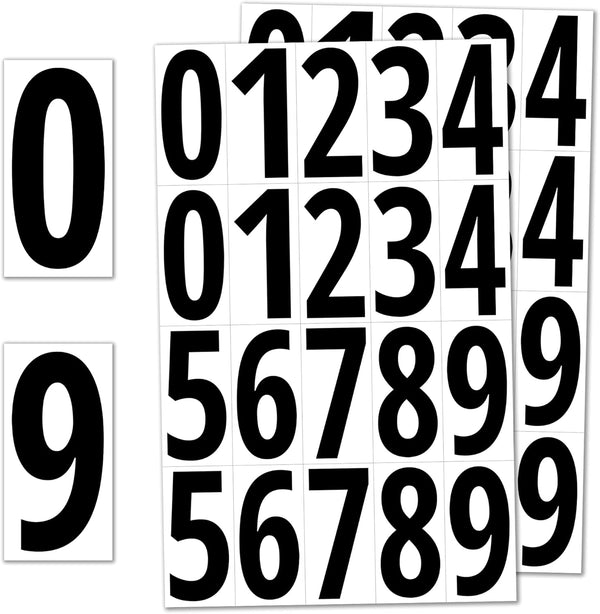 200 Pieces, 3" - Vinyl Number Stickers, Waterproof Stick on Numbers - Black Numbers