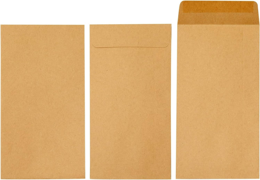 100 Pack Brown #7 Small Money Envelopes for Cash, 3.5 X 6.5 Inch Budgeting, Banks, Money Saving Challenges, Currency Envelopes for Coins, Budget Planning, 130 GSM