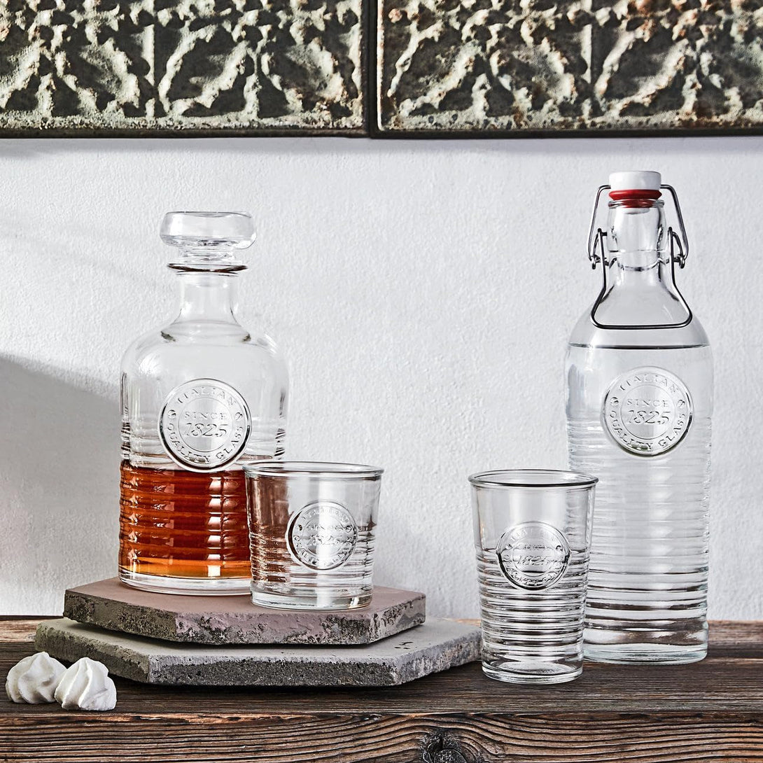 Bormioli Rocco Officina Water Bottle | 37.25 Oz, Italian Glass Pitcher | Airtight Seal & Metal Clamp | Easy to Carry Handle, Dishwasher Safe & Eco-Friendly | Safe for Infused & Carbonated Drinks