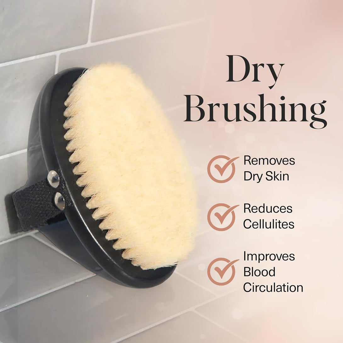 Kitsch Dry Brushing Body Brush for Lymphatic Drainage- Soft Bristles - Reduces Cellulites, Removes Dry Skin and Improves Blood Circulation, Body Exfoliator Scrubber for Glowing Skin, Sauna Accessories