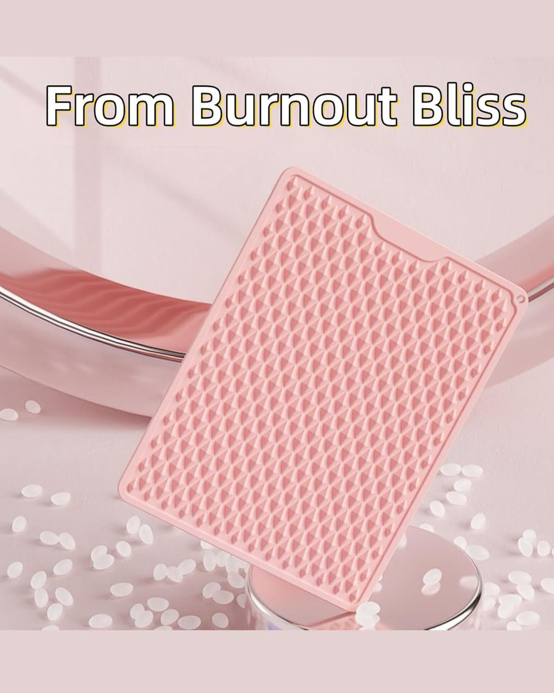 Silicone Acupressure Foot Massage Mat – Dual-Sided Reflexology Mat with Star & Diamond Bumps, Washable Relief Pad for Plantar Fasciitis, Heel Pain, Standing Desk – Connectable Design (Pink, M)
