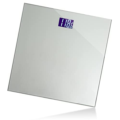 Moss & Stone Silver Digital Bathroom Scale for Body Weight, Smart Step-On Technology, Backlit LCD Display, High Accuracy Weight Scale 400lb/180kg,