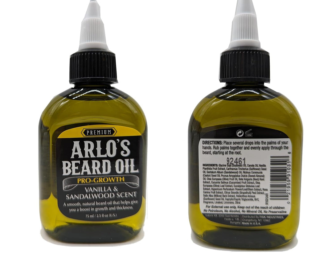 Arlo'S Pro Growth Beard Oil - Vanilla Sandalwood 2.5 Oz. - Promotes Beard Hair Growth