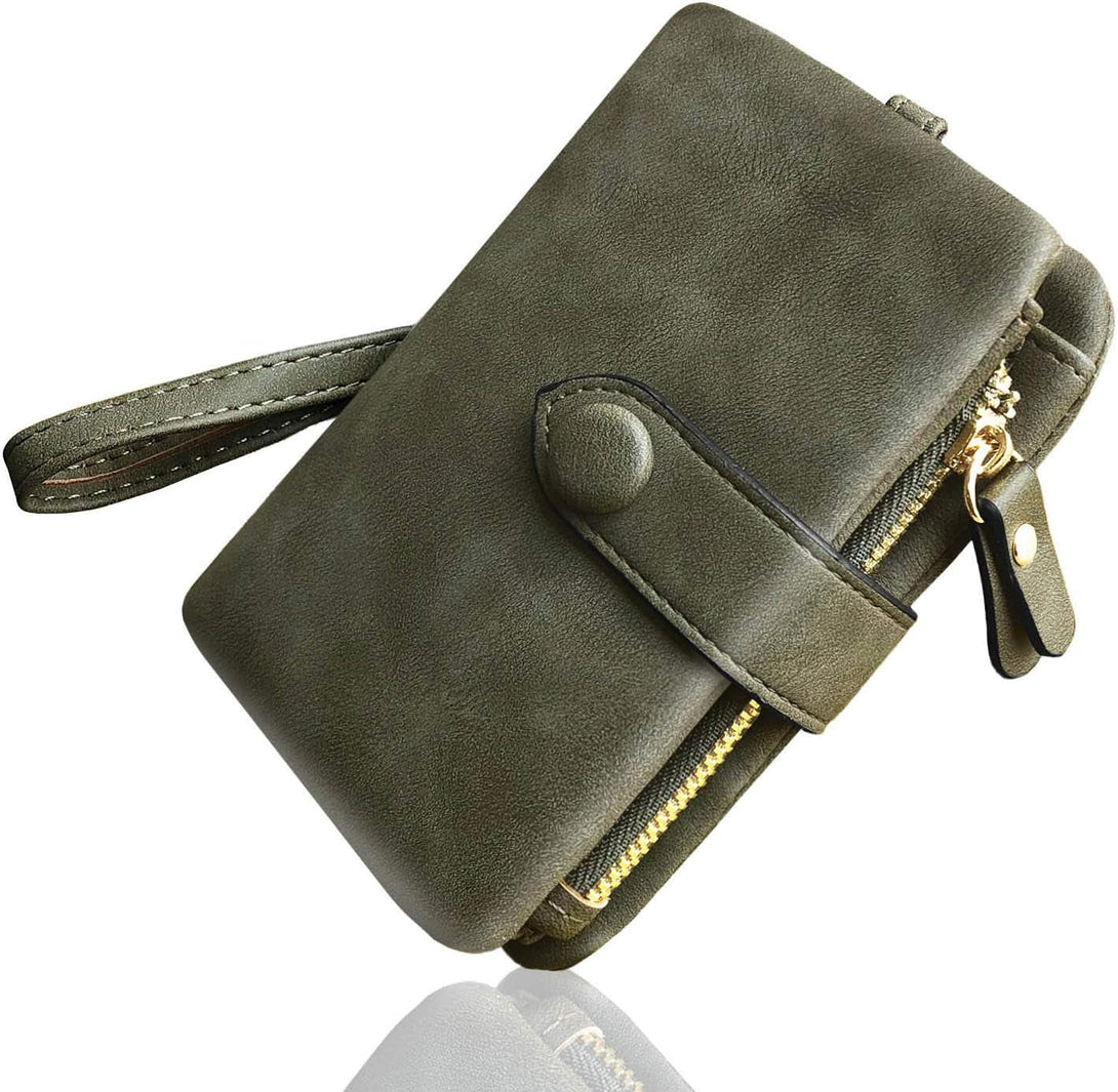 AOXONEL Women'S Small Bifold Leather Wallet Rfid Blocking Ladies Wristlet with Card Holder Id Window Coin Purse