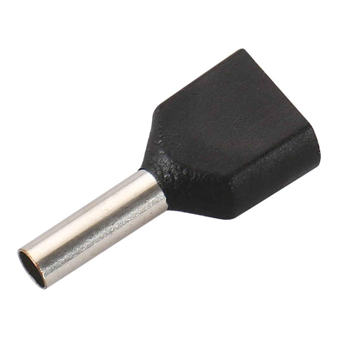 Baomain AWG 16/1.5Mm² Wire Copper Crimp Connector Twin Insulated Ferrule Pin Cord End Terminal TE1508 Black Pack of 100
