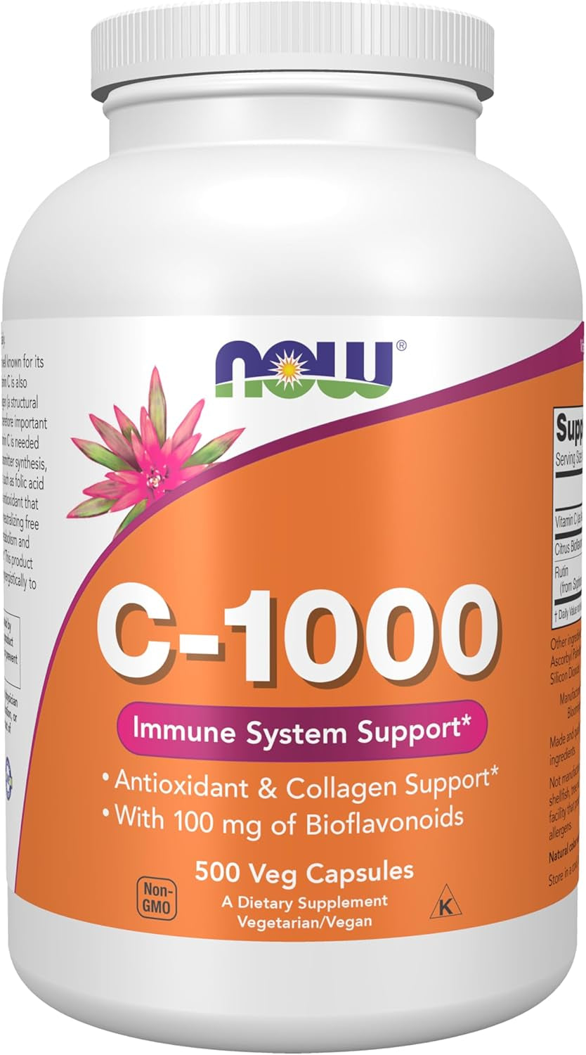 NOW Foods Supplements, Vitamin C-1,000 with 100 Mg of Bioflavonoids, Antioxidant Protection*, 500 Veg Capsules