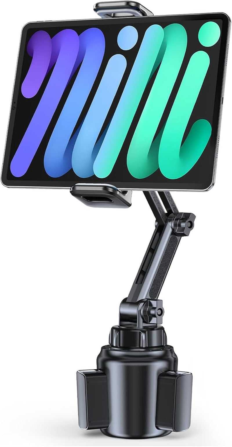 Miracase Cup Holder Tablet Mount for Car, Adjustable Long Neck Car Tablet Holder Friendly Compatible with Ipad, Pro, Air, Mini Samsung Galaxy Tab, All 6.1-12.9" Tab & Phones