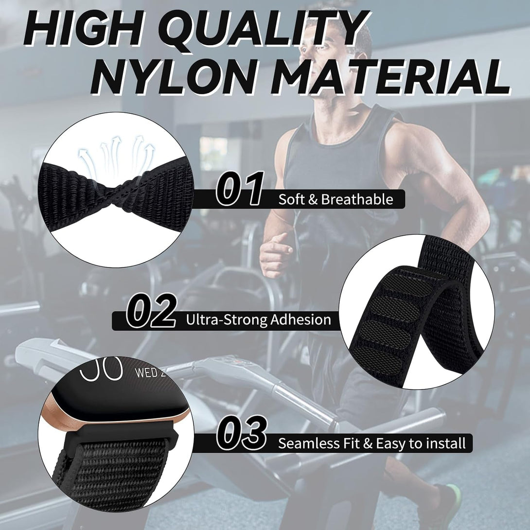 Nylon Sport Ankle/Arm Band Compatible with Fitbit Versa 2/Versa-1/ Lite/Se for Women Men, Elastic Nylon Braided Arm Strap Replacement Ankle Band