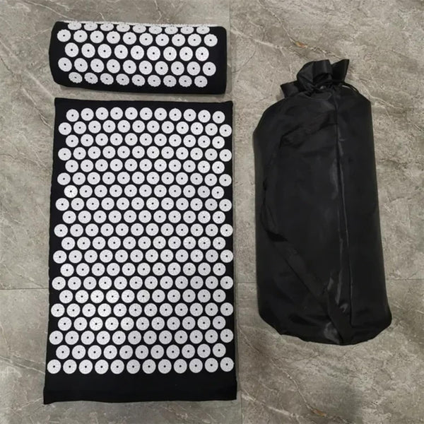 Acupressure Yoga Massage Mat - Relaxing Needle Pad with Pillow for Stress Relief and Back Pain - Comfortable Cushion for Yoga and Massage - Unique Acupressure Design to Relieve Tension and Soreness -