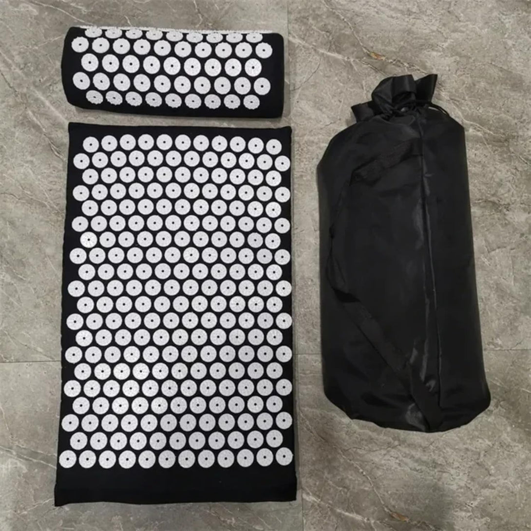 Acupressure Yoga Massage Mat - Relaxing Needle Pad with Pillow for Stress Relief and Back Pain - Comfortable Cushion for Yoga and Massage - Unique Acupressure Design to Relieve Tension and Soreness -