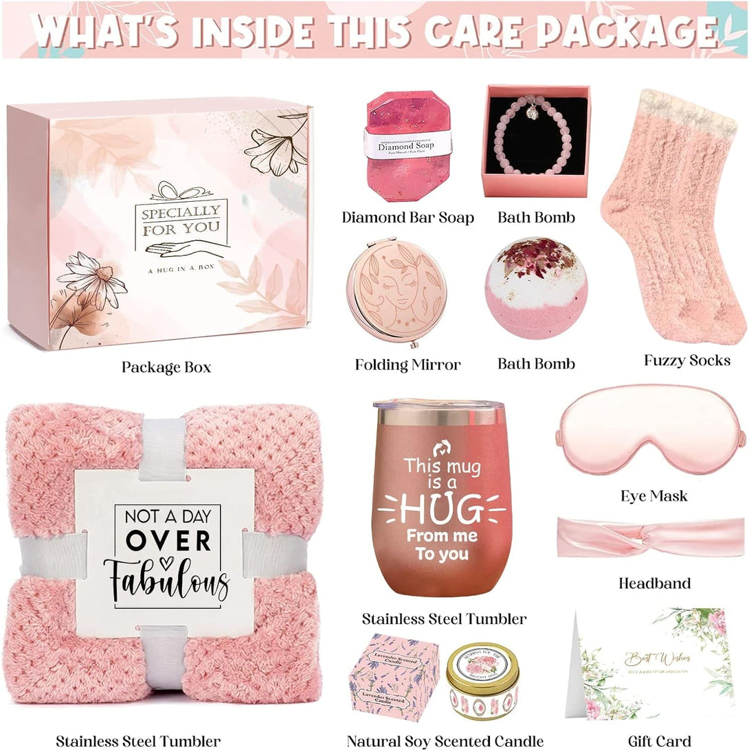 Gifts for Mom from Son Daughter, Gifts Basket for Women, Self Care Gifts for Women Birthday Gifts Care Package Relaxing Spa Gifts for Mom Friend Sister Wife Grandma W/ Cozy Blanket
