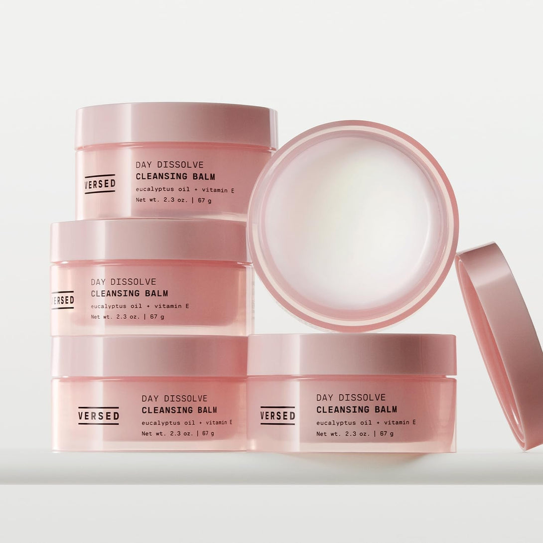Versed Day Dissolve Cleansing Balm - Makeup Melting Balm Infused with Vitamin E + Eucalyptus Oil to Calm Skin - Oil Based Double Cleanser with Avocado + Jojoba (2.3 Oz)