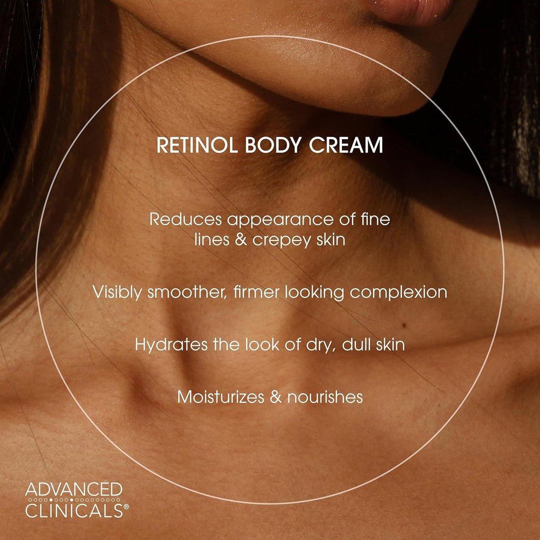 Advanced Clinicals Retinol Body Lotion & Face Moisturizer | Visible anti Aging Skin Care Retinol Body Cream for Women & Men Targets Look of Fine Lines, Wrinkles, & Crepe Looking Dry Skin, 16 Ounce