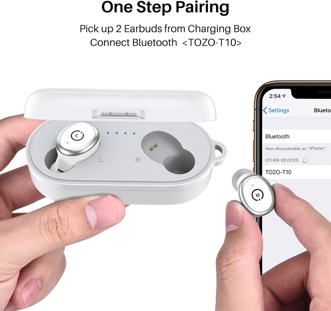 TOZO T10 True Wireless Bluetooth 5.3 Earbuds, 45H Playtime, Wireless Charging Case, IPX8 Waterproof Stereo Headphones in Ear Built in Mic Headset Premium Sound with Deep Bass, 32 Preset Eqs via APP