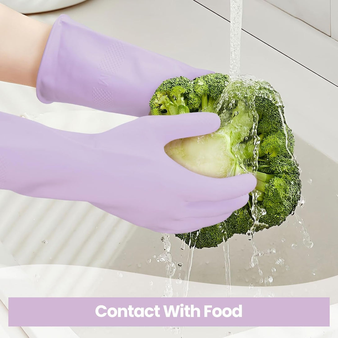 4 Pairs Rubber Kitchen Dishwashing Gloves, Reusable Waterproof Latex Household Cleaning Gloves, Non-Slip and Flexible for Washing Dishes, Kitchen and Bathroom Cleaning