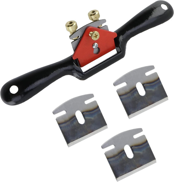 T Tulead Metal Spokeshave Adjustable Spoke Shave Woodworking Hand Cutting Tool with Blades