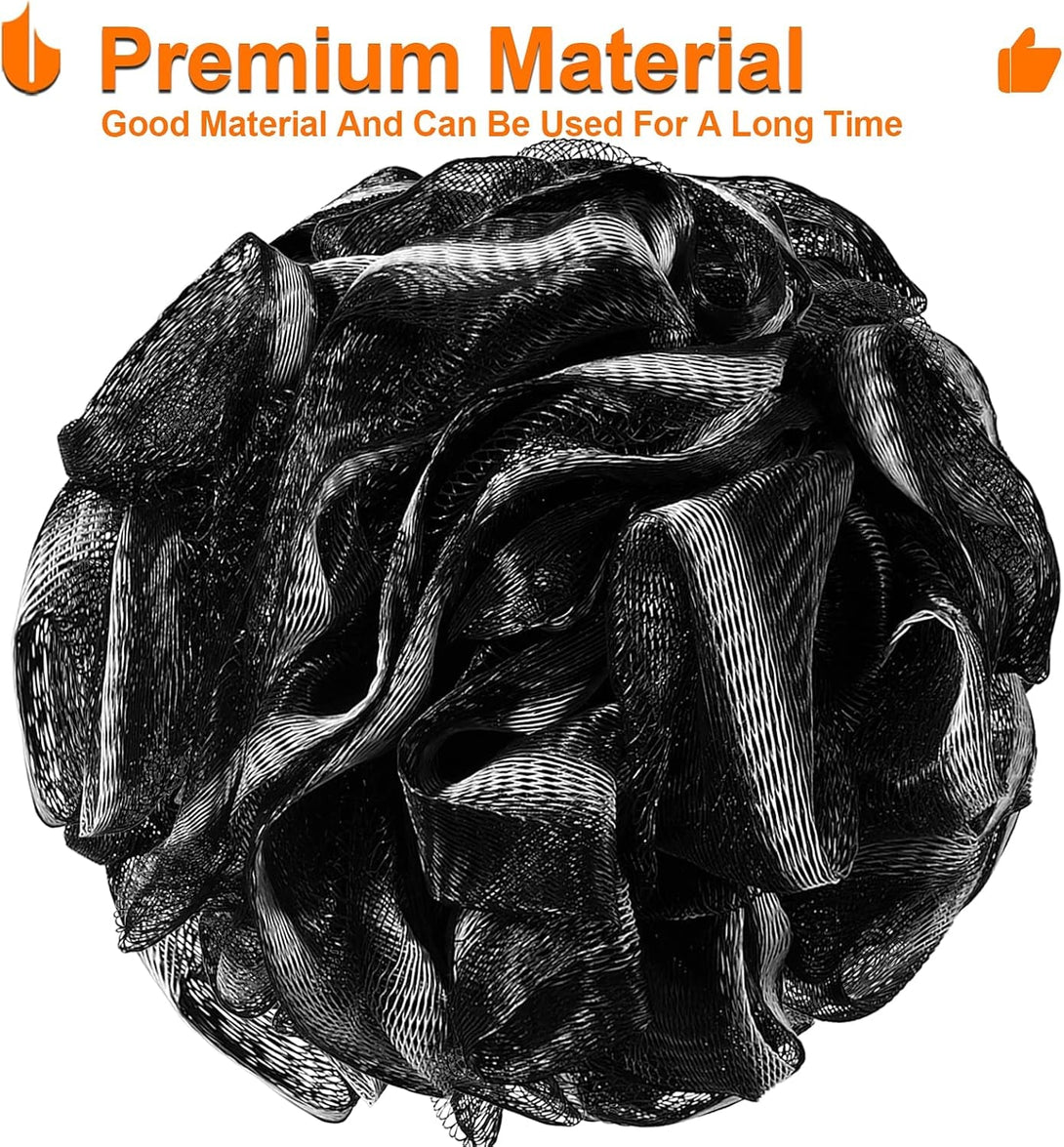 Urbanstrive Shower Bath Sponge XL 75G Soft Shower Loofahs Balls for Body Wash Men Women Bathroom Accessories, 1 Pack, Black