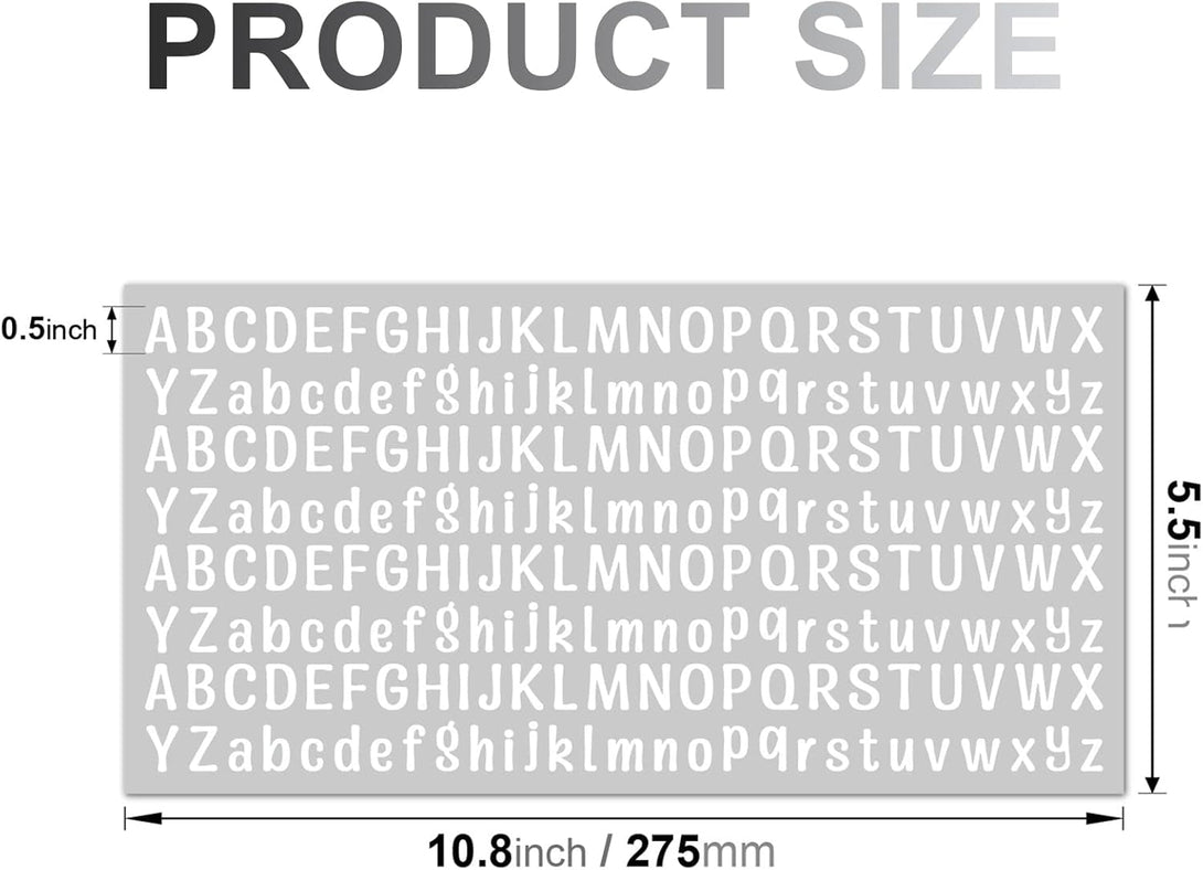 10 Sheet Small Letter Stickers, 1/2 Inch Self Adhesive Alphabet Stickers, Cute Vinyl Letter Stickers for Arts Crafts Outdoor Sign Poster Windows Doors Mailboxes Car Truck - White