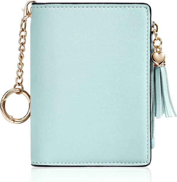 Gostwo Small Wallet Women RFID Wallet Girls Wallet with ID Window and Zippered Coin Pocket Tassel Cute Wallet Gift for Women Teenager Girls