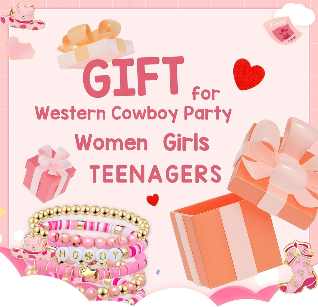 Artlunar Western Cowgirl Beaded Stretch Bracelets, Stackable Cowgirl Hat Boot Accessories, Bohemian Jewelry for Women Girls Teens Christmas Birthday Gift