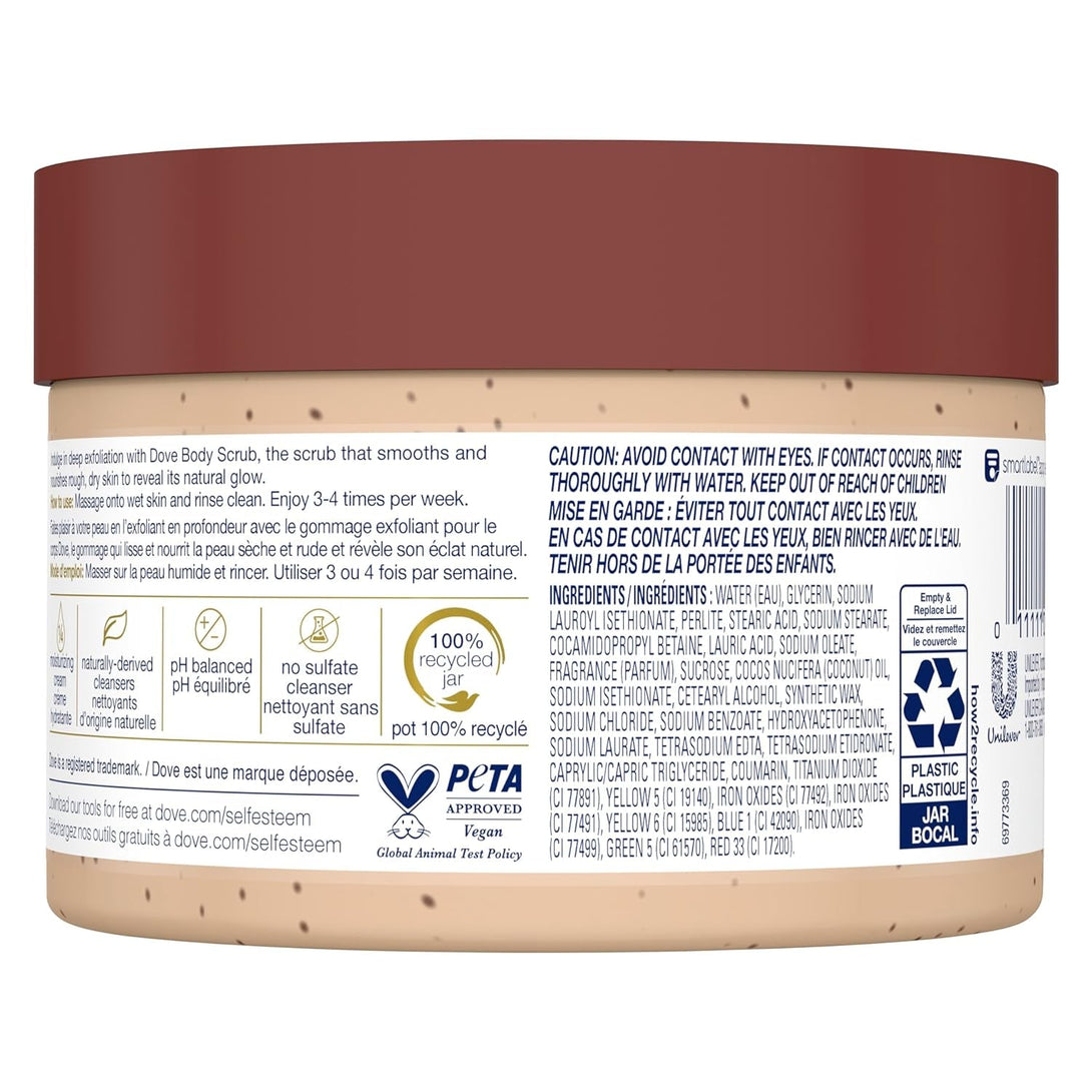 Dove Scrub Brown Sugar & Coconut Butter for Silky Smooth Skin Body Scrub Exfoliates & Restores Skin'S Natural Nutrients 10.5 Oz