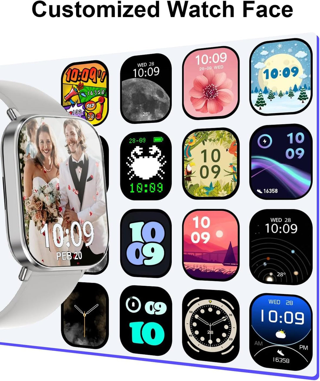 Smart Watches for Men Women(Call Receive/Dial),2.01” Touch Screen Fitness Tracker with Blood Pressure/Heart Rate/Sleep Monitor, 120+Sports Modes, IP68 Waterproof Smartwatch for Android Iphone, Sliver