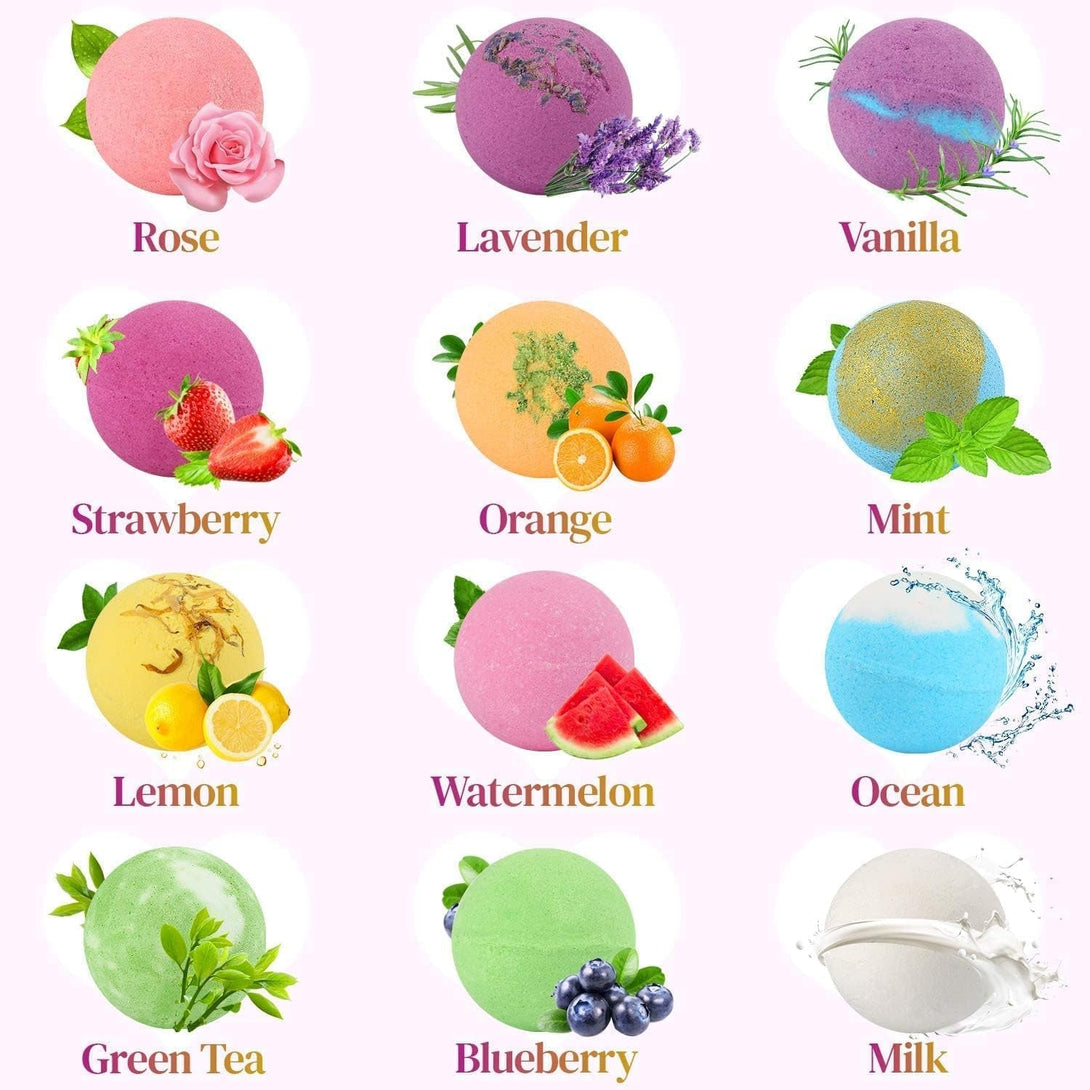 Bath Bombs Gift Set 2.8 OZ*12 PCS Organic Natural Essential Oils, Relax and Moisturize Skin, BOENFU Luxury Spa Bomb Gifts for Girl, Mom, Kids, Wife, Birthday,Valentine'S Day, Anniversary