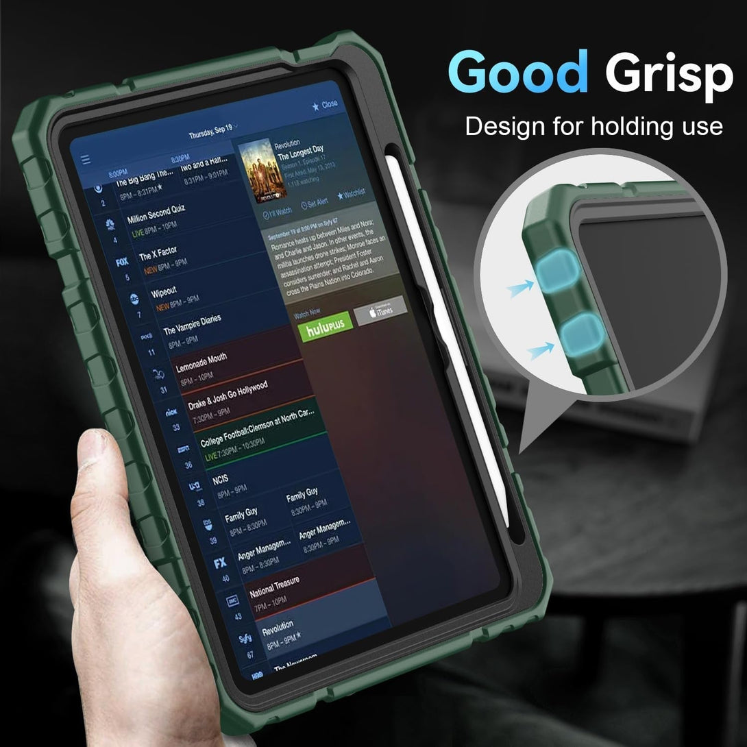 Grifobes for Ipad A16 Case 11Th Generation 11 Inch 2025 / Ipad 10Th Generation Case 10.9 Inch 2022, Heavy Duty Military Grade Shockproof Cover with Pencil Holder for I Pad 11/10 (Alpine Green)