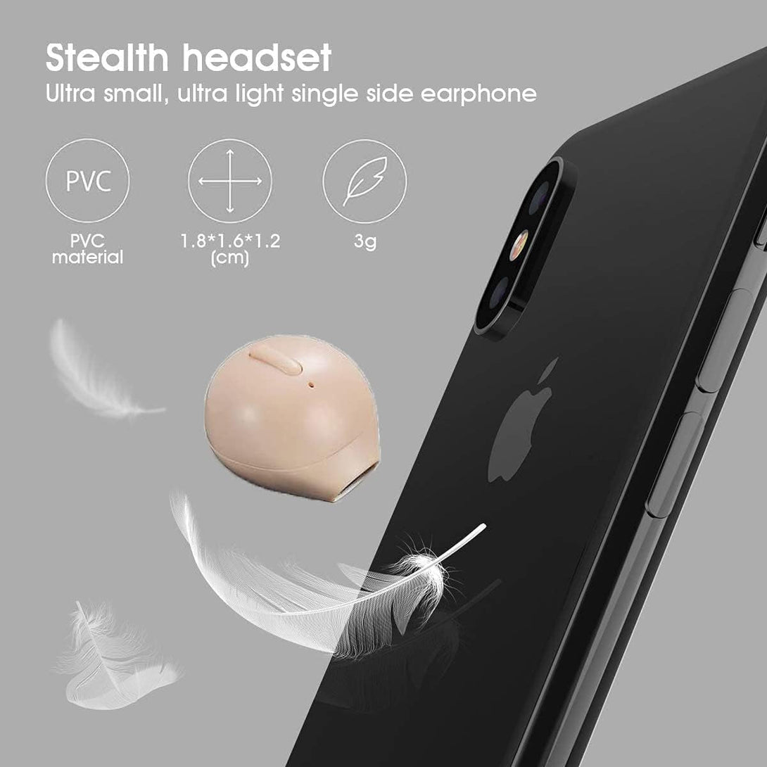 Invisible Earbuds Mini Single Earbuds Tiny Discreet Hidden Earphones for Work, Small Ear Canals In-Ear Wireless with Charging Case for Work