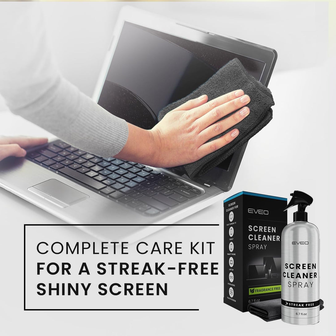 Screen Cleaner Spray - TV Screen Cleaner Spray and Wipe, Computer Screen Cleaner for Electronic Devices: TV, Laptop, Iphone, Ipad, Computer, Macbook- TV Cleaner for Smart Tv-Microfiber Cleaning Cloth