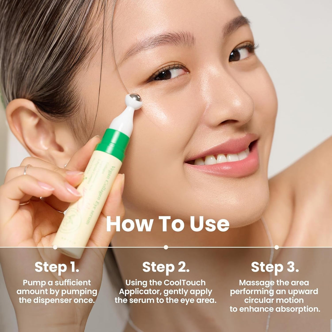 AXIS-Y Vegan Collagen Eye Serum - K Beauty Triple Hyaluronic Acid & Peptide Collagen Serum Improve Skin Elasticity, Reduce Fine Lines & Dark Circles - Vegan Korean Skin Care Eye Cream - 0.33 Fl. Oz.