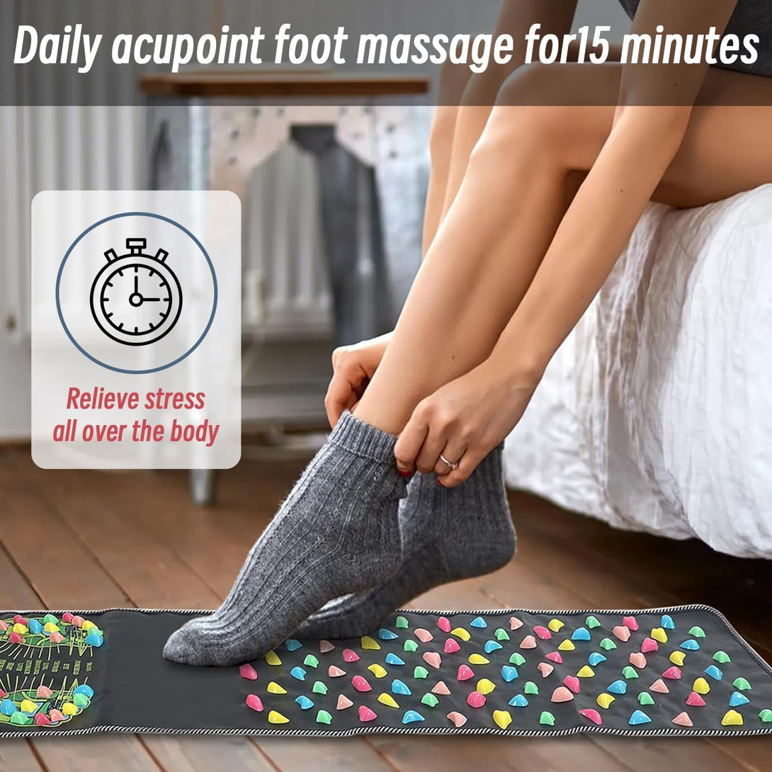 Foot Massage Pad Reflexology Mat Acupuncture Mat for Leg Reflexrelief Foot Pressure Point Massager Ease Muscle anti Fatigue Office Standing(47.2 * 13.8Inch)