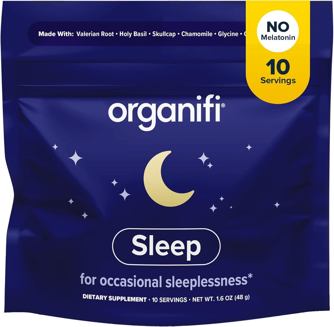 Organifi Sleep - Sleep Support with Valerian Root, Lavender, GABA and L-Theanine - No Melatonin - Calming and Relaxing Nighttime Drink - No Gluten, Dairy or Soy