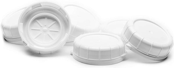 6 Glass Replacement Caps with Tampered Evident Seal, 48Mm Diameter Lids for Stanpac & Libbey Milk Bottles - Reusable, Long-Lasting, Easy to Clean (White)