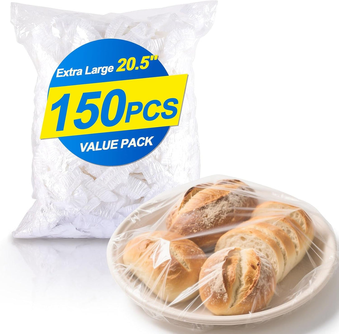 150PCS Plastic Bowl Covers for Banneton Bread Proofing Basket Fit up to 12" Bowls, for Sourdough Bread Baking Supplies, Bread Proofing，Leftovers,Outdoor Use, Dust-Proof Food Storage Covers