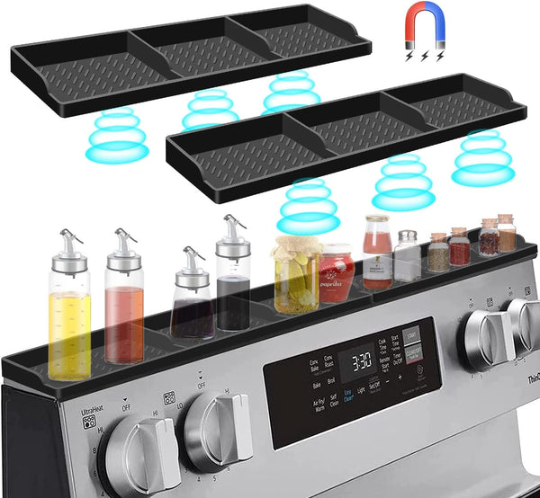 Hydream Stove Top for Silicone Shelf,30 Inch Magnetic Shelf over the Stove Spice Rack,Kitchen Shelf for above Stovetop Organizer Magnet Flat Back of Stove Storage Suctioned for the Stove-Black