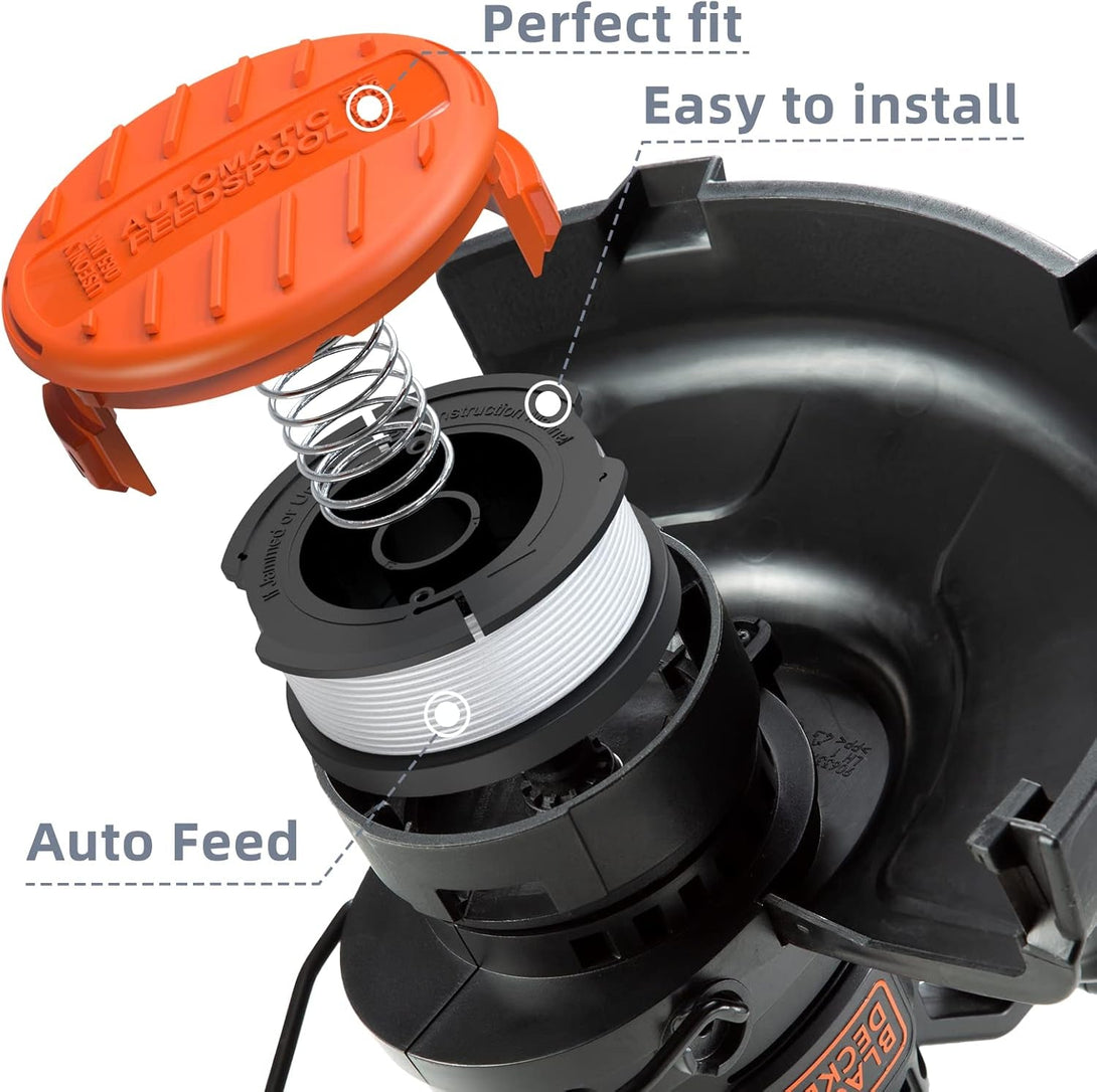 10 Pack Weed Eater String Compatible with Black+Decker, AF-100 0.065" Weed Wacker String Refill 240Ft Automatic Feed String Trimmer Replacement Spool Line for Black&Decker(8 Spool+2 Cap+2 Spring)
