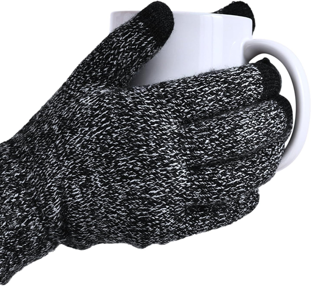 Winter Gloves for Men Women 2 Pairs - Upgraded Touchscreen Knit Gloves for Running Driving, Anti-Slip Thermal Gloves