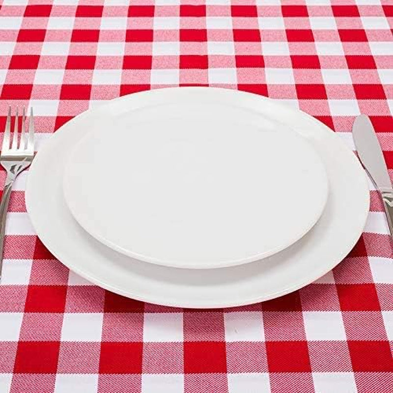 Pack of 4, Red and White Checkered Picnic Table Cover, Disposable Plastic Party Cover, Plaid Design by Crystal Lemon