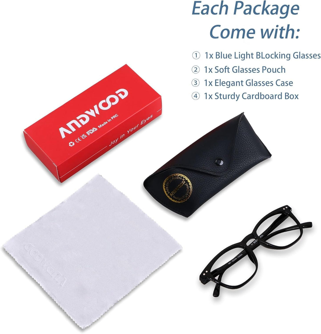ANDWOOD Blue Light Blocking Glasses Women Men Computer Small Face Clear Bluelight Blocker Eyeglasses Frame