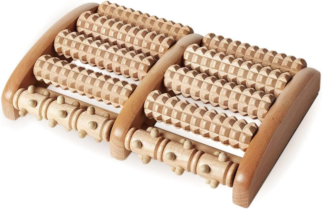 Kanjo FSA HSA Eligible Acupressure Foot Pain Relief Multi-Roller - Wooden Dual Foot Roller - Relieves Plantar Fasciitis, Heel & Arch Pain - Promotes Stress Relief & Muscle Relaxation