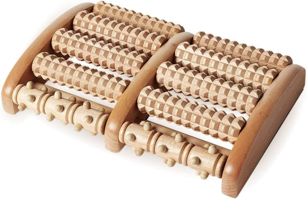 Kanjo FSA HSA Eligible Acupressure Foot Pain Relief Multi-Roller - Wooden Dual Foot Roller - Relieves Plantar Fasciitis, Heel & Arch Pain - Promotes Stress Relief & Muscle Relaxation