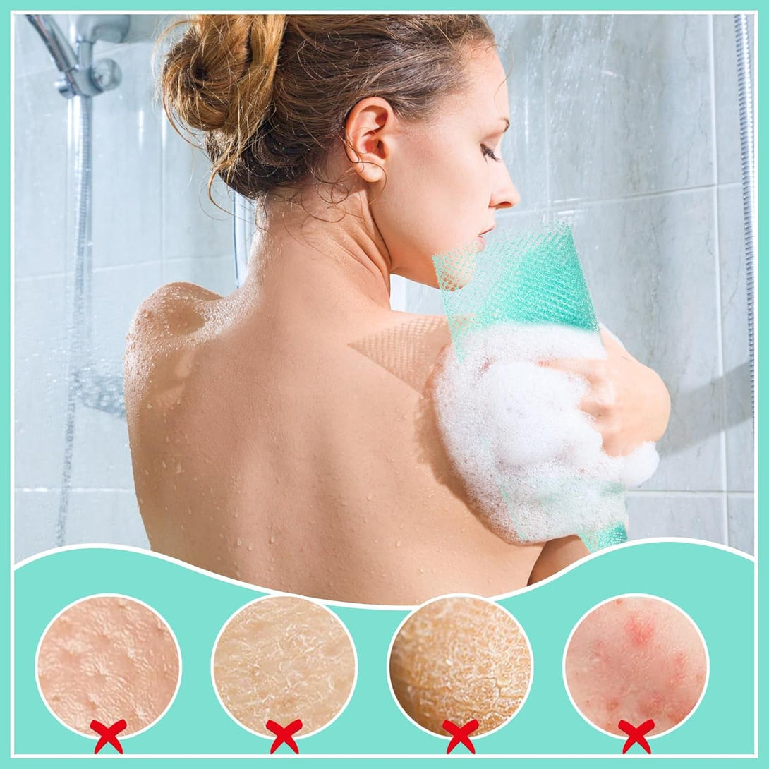 6 Pack African Net Sponge Exfoliating Glove Set, 3 Bath Sponge Body Scrubber Back Scrubber and 3 Pairs Exfoliating Gloves for Shower