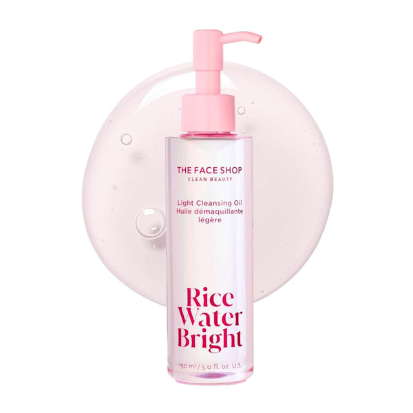 The Face Shop Rice Water Bright Light Facial Cleansing Oil, Daily Makeup Remover, Oil Cleanser, Vegan, Korean Skin Care with Jojoba Oil, Face Pore Cleanser, 150Ml