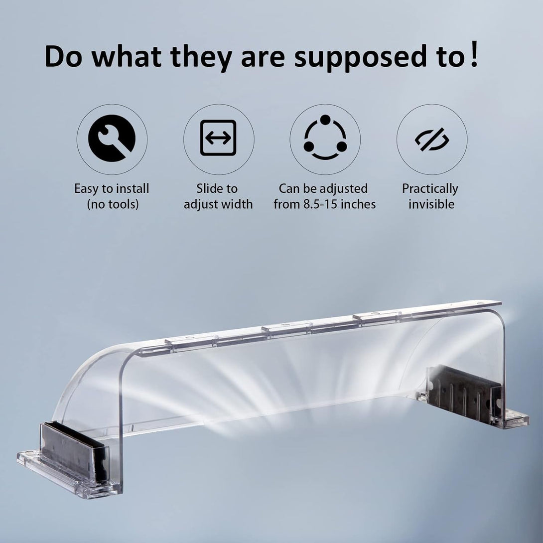 2 Pack Air & Heat Deflector for Vents, Sidewalls and Ceiling Registers, Adjustable from 8.5" to 15"