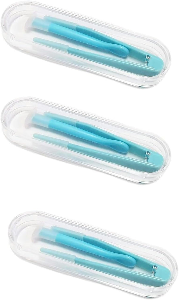 3Pcs Blue Contact Applicator, Contact Lens Remover Tool, Inserter/Remover+Tweezer with Soft Tip, for Contact Lens Cases Health and Household, Contact Lens Care, Contact Lenses Applicator Tool