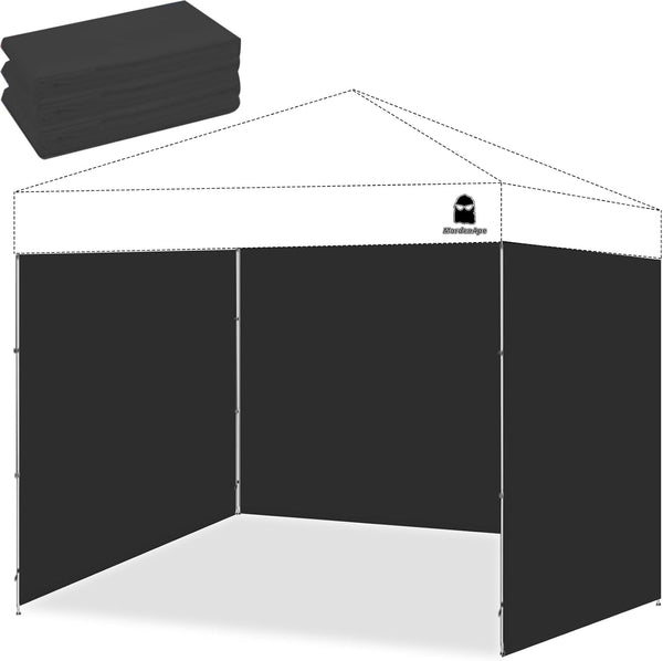 10X10 Pop up Canopy Tent Sidewalls - Straight Leg Compatible, 300D Waterproof Polyester with 99% UV Protection, 3 Piece Black Wall Set