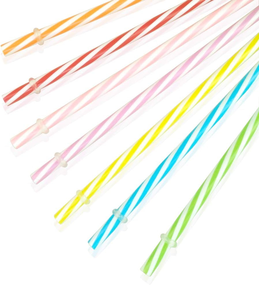100 Piece Reusable Hard Plastic Straws. Bpa-Free, 9 Inch Long Stripe Drinking Straws, Outer Diameter 0.28 Inch