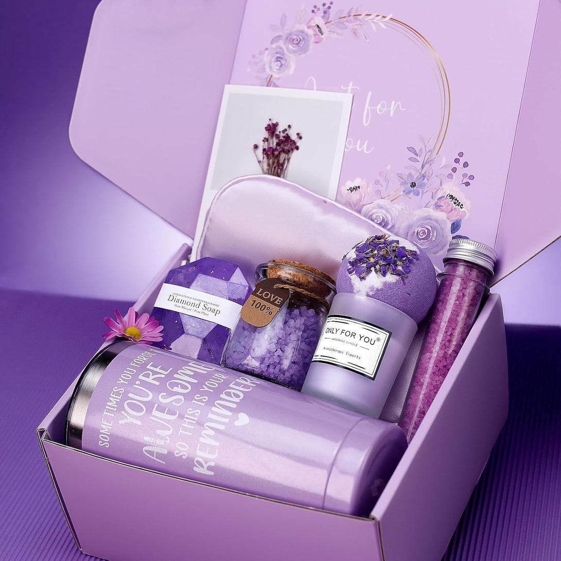 Relaxing Spa Gift Baskets for Women - Self Care Package with Get Well Soon & Anniversary, Mothers Day, Christmas Gifts for Mom, Her, Wife, Sister, Best Friend Female